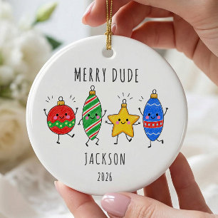 Merry Dude Personalized Boy Ornament