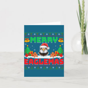 Merry Eaglemas - Eagle Wearing Santa Hat Ugly Chri Card