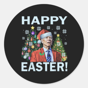 Merry Easter Funny Joe Biden Santa Christmas Classic Round Sticker
