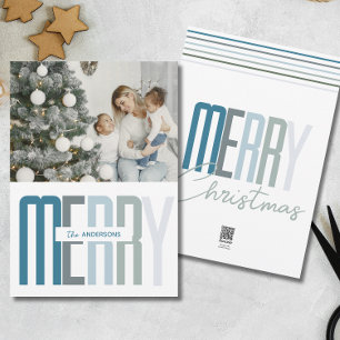 Merry Elegant Family Photo Christmas Holiday Card