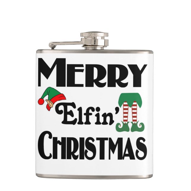 Merry Elfin' Christmas Hip Flask (Front)