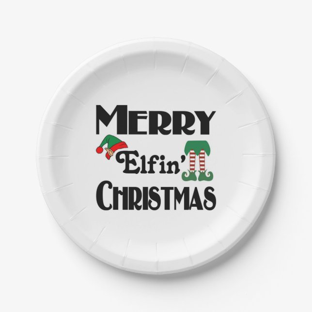 Merry Elfin' Christmas Paper Plate (Front)