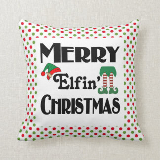 Merry Elfin' Christmas Throw Pillow