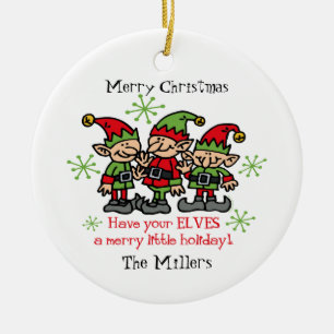 Merry Elves Personalized Ornament