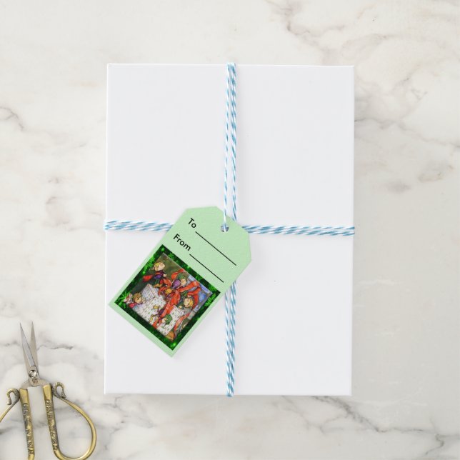 Merry Elves Wrapping Present Gift Tags (With Twine)