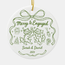 Merry & Engaged Custom Cat Couple Christmas