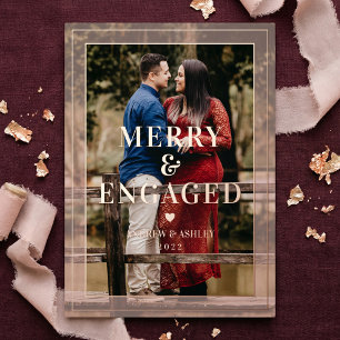 Merry & Engaged Personalized Photo Engagement Foil Holiday Card