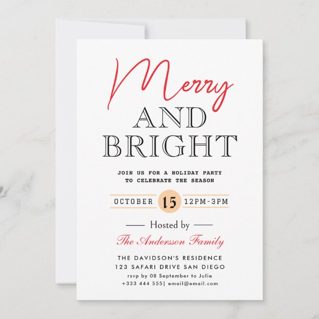 MERRY ET BRIGHT Holiday Party Invitation (Devant)