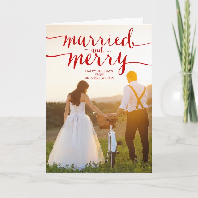 MERRY ET MARIÉ | CARTE PHOTO de vacances (Devant)