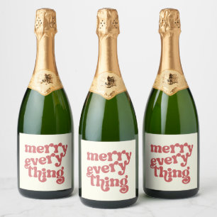Merry Every Thing Typography Holiday Sparkling Wine Label
