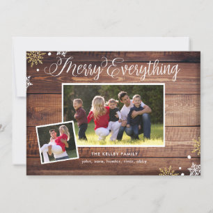 Merry Everything-2 Photo Dark Wood Holiday Card