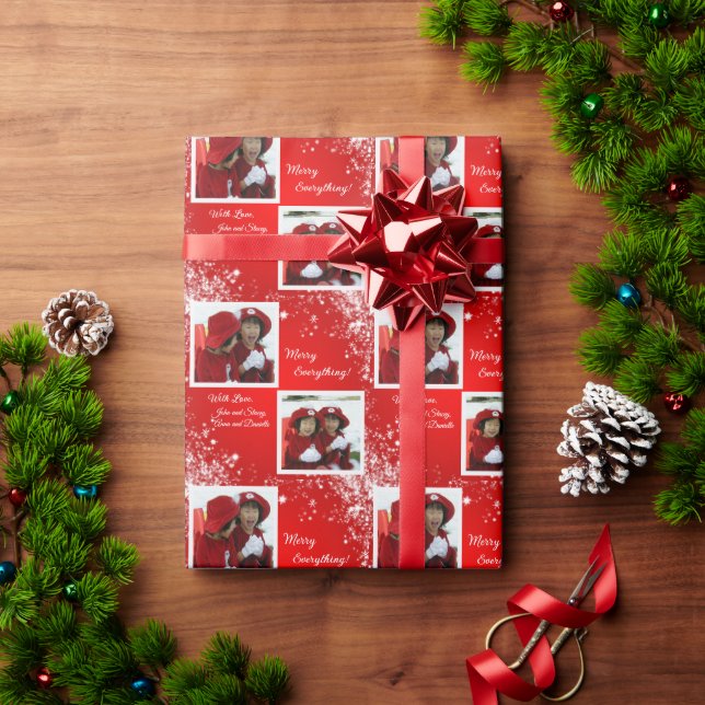 Merry Everything! - 2 Photos Personalized Wrapping Paper (Holiday Gift)