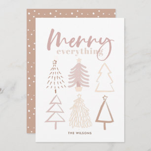 Merry Everything Boho Christmas Trees Holiday Card