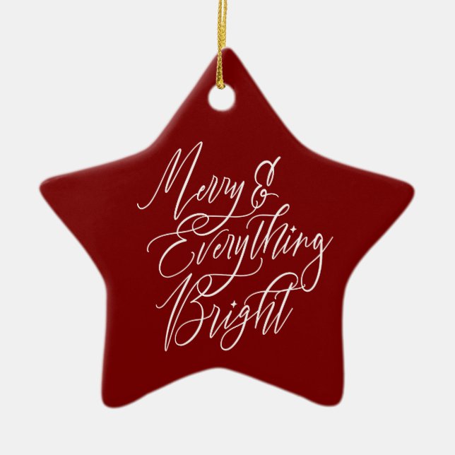 Merry & Everything Bright Red Ceramic Ornament (Front)