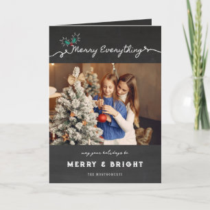 Merry Everything Chalkboard Mistletoes Christmas Holiday Card