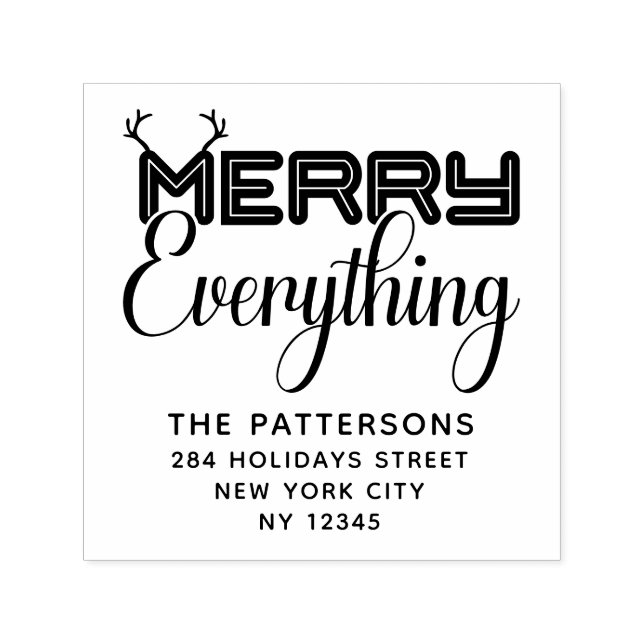 Merry Everything Christmas Holidays Return Address Self-inking Stamp (Design)