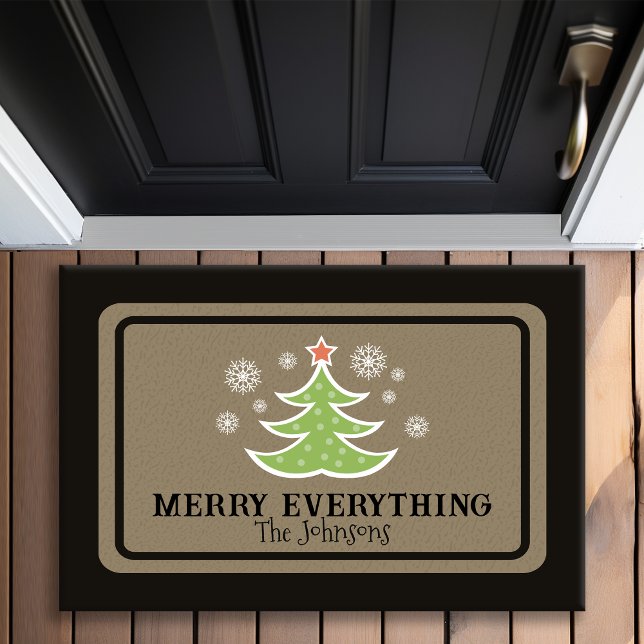 Merry Everything Christmas Tree Personalized Doormat (Creator Uploaded)