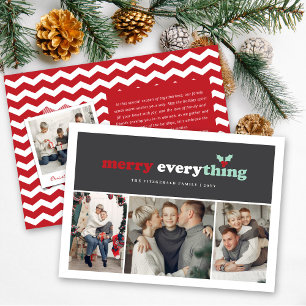 Merry Everything Colour Blocks Modern 3 Photo Holiday Card