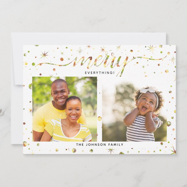 MERRY Everything Colour Matching 2-Photo Holiday Card (Front)