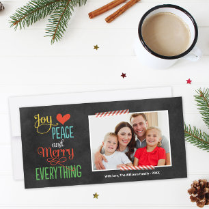 Merry Everything Colourful Black Chalkboard Photo Holiday Card