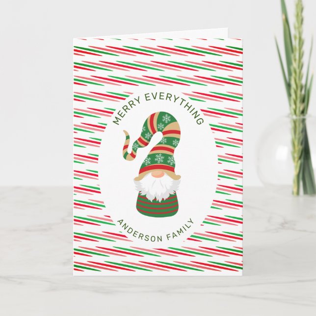merry everything cute gnome holiday card (Front)
