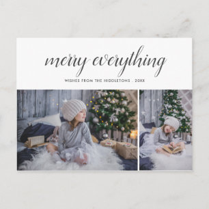 Merry Everything Elegant Script Photo Holiday Postcard
