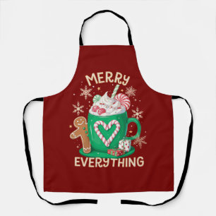 Merry Everything Gingerbread Coffee Latte Xmas Apron