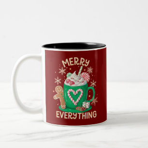 Merry Everything Gingerbread Coffee Latte Xmas Two-Tone Coffee Mug