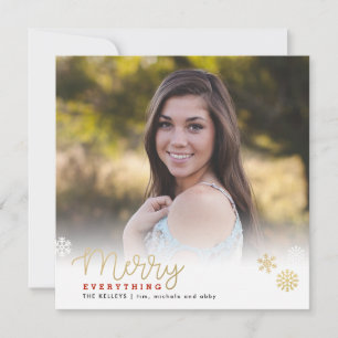 Merry Everything Gold Square  Photo Holiday Card