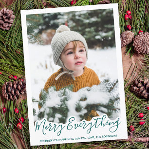 Merry Everything Happy Always Modern Trendy Green Holiday Card