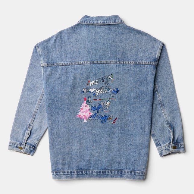 Merry Everything & Happy Always - Pink Tree Denim Jacket (Back)
