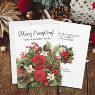 Merry Everything Holiday Red White Floral Greenery
