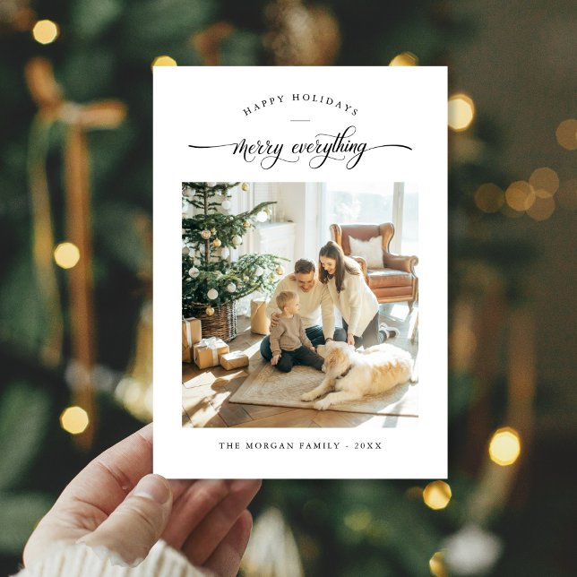 Merry Everything Minimalist Family Photo Christmas Holiday Card (Creator Uploaded)