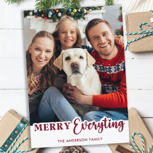 Merry Everything Personalized Modern Family Photo Holiday Card