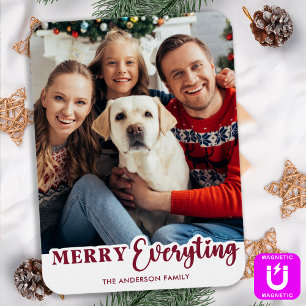 Merry Everything Personalized Modern Family Photo Magnet