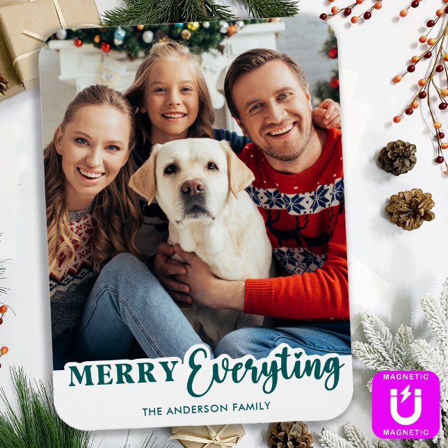 Merry Everything Personalized Modern Family Photo Magnet (Creator Uploaded)