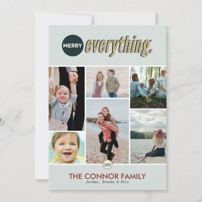 Merry Everything Photo Collage Carte de vacances (Devant)