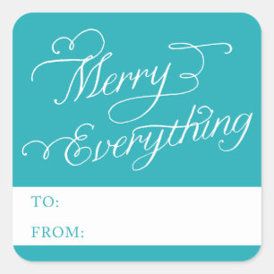 MERRY EVERYTHING SCRIPT   HOLIDAY PHOTO CARD SQUARE STICKER