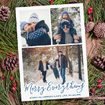 Merry Everything Simple Blue Family Photo Holiday Card<br><div class="desc">Send Christmas holiday greetings with this adorable Merry Everything Happy Always card in a trendy blue design. Back : Merry Everything ~ Wishing you Happiness Always. Personalize with your family name and and individually names. This family photo collage holiday card will be a favorite among all your family and friends....</div>