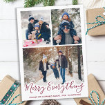 Merry Everything Simple Red Family Photo Holiday Card<br><div class="desc">Send Christmas holiday greetings with this adorable Merry Everything Happy Always card in a trendy red design. Back : Merry Everything ~ Wishing you Happiness Always. Personalize with your family name and and individually names. This family photo collage holiday card will be a favorite among all your family and friends....</div>
