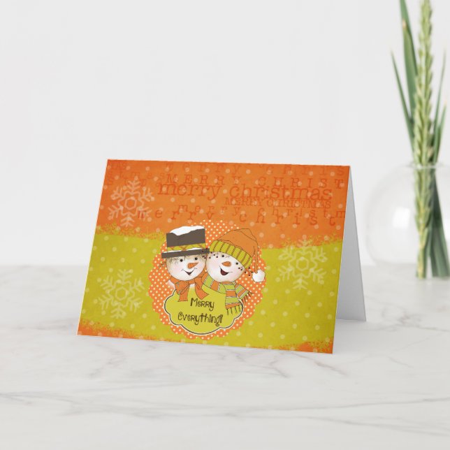 Merry Everything Snowmen Holiday Greeting Card (Front)