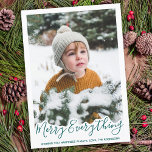 Merry Everything Trendy Green Family Photo Holiday Card<br><div class="desc">Send Christmas holiday greetings with this adorable Merry Everything Happy Always card in a modern trendy green design. Back : Merry Everything ~ Wishing you Happiness Always. Personalize with your family name and and individually names. This family photo holiday card will be a favorite among all your family and friends....</div>