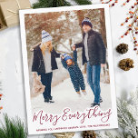 Merry Everything Trendy Red Family Photo Holiday Card<br><div class="desc">Send Christmas holiday greetings with this adorable Merry Everything Happy Always card in a modern trendy red design. Back : Merry Everything ~ Wishing you Happiness Always. Personalize with your family name and and individually names. This family photo holiday card will be a favorite among all your family and friends....</div>