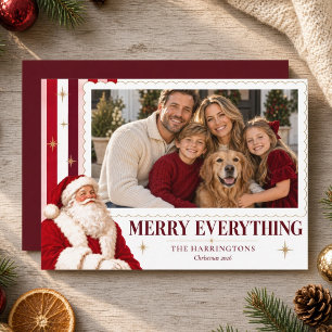 Merry Everything Vintage Santa Family Photo Holiday Card