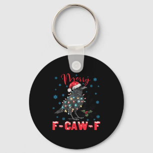 Merry F-caw-f Christmas Black Crow Funny Black Bir Keychain