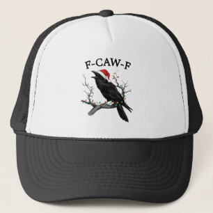 Merry F-Caw-F Funny Christmas Black Crow  F Caw F Trucker Hat
