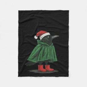Merry F-caw-f Funny Christmas Black Crow Merry Xma Fleece Blanket