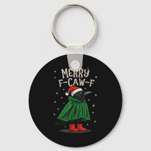 Merry F-caw-f Funny Christmas Black Crow Merry Xma Keychain