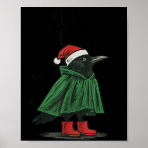Merry F-caw-f Funny Christmas Black Crow Merry Xma Poster