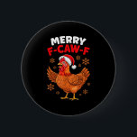 Merry F-caw-f Funny Christmas Santa Chicken  2 Inch Round Button<br><div class="desc">Merry F-caw-f Funny Christmas Santa Chicken</div>